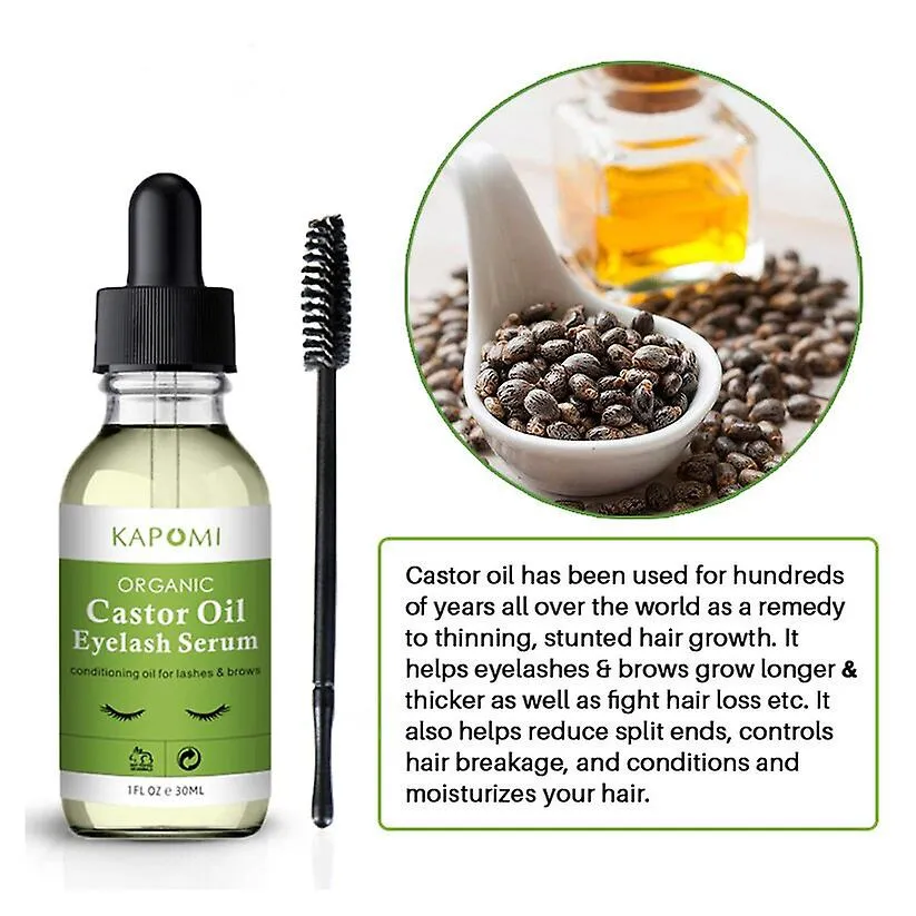 30Ml Pure Organic Castor Oil Eyelash Serum 1 Oz Cold-Pressed Natural Eyelash Hexane-Freel With Mascara BrUShes Fa0006