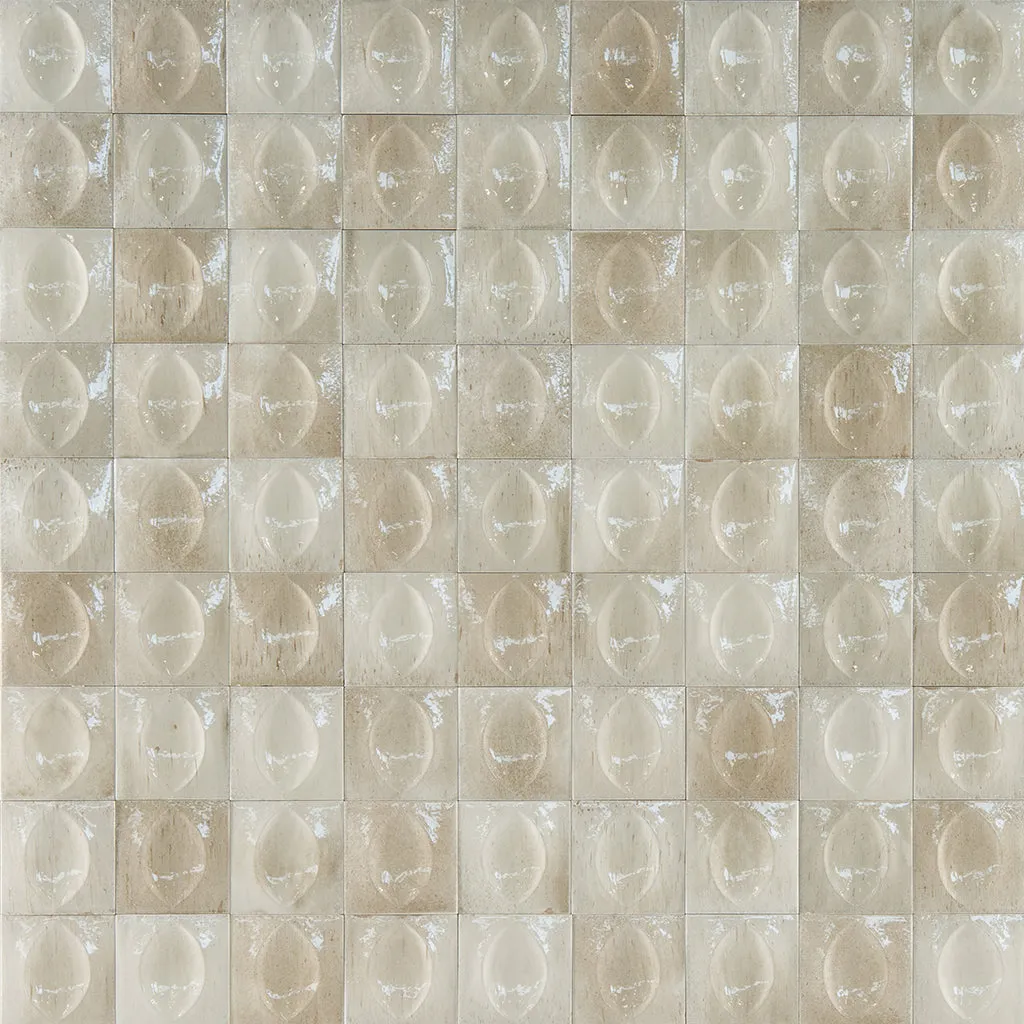 Beige Glossy, 4" x 4" Egg Deco - Porcelain Tile