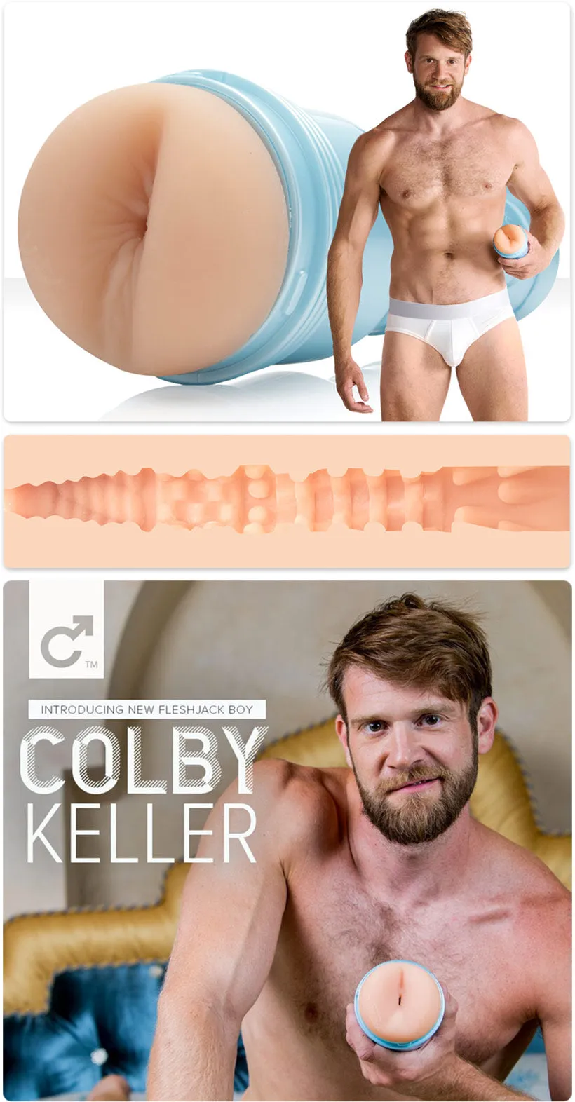 Fleshlight Fleshjack Boys COLBY KELLER Lumberjack Butt Flesh Male Masturbator