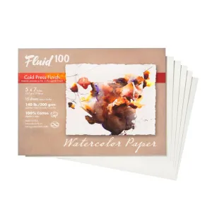 Fluid100 Cold Press Watercolour Paper Pochette 15pk 5x7" 140lb