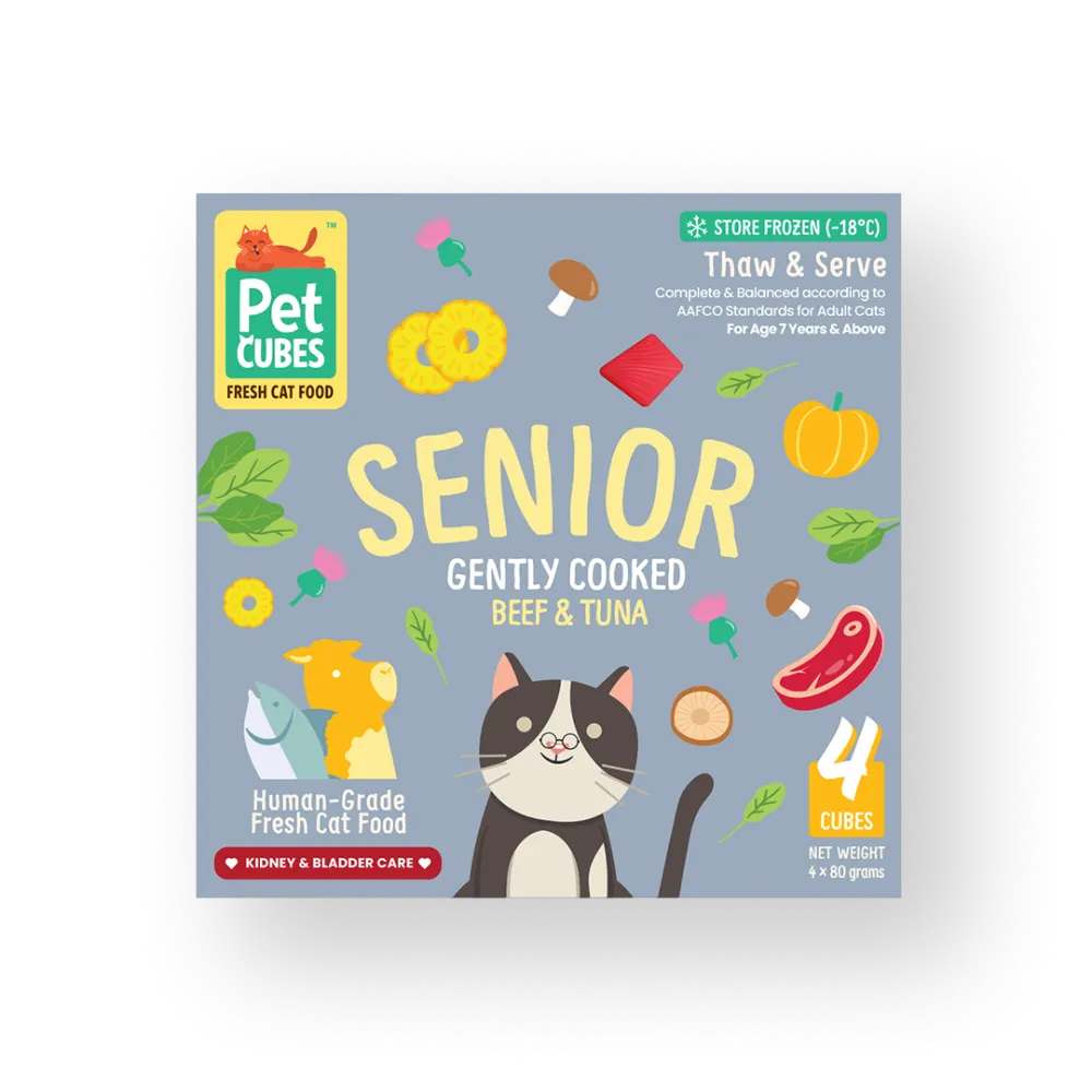 *FROZEN* PetCubes Cat Senior Gently Cooked Beef & Tuna 320g