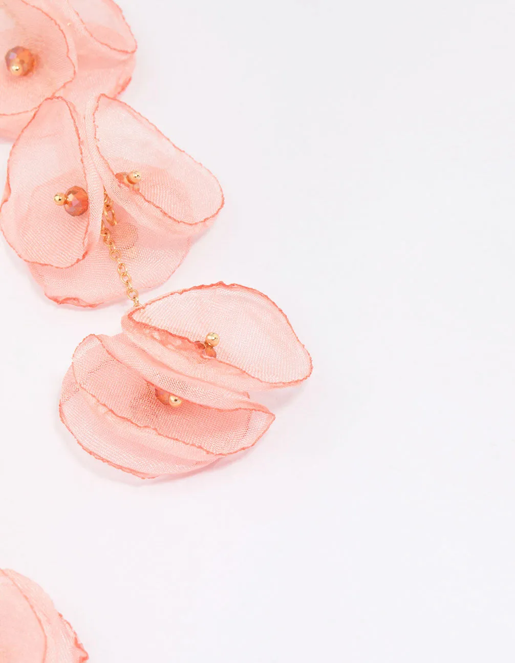 Gold Fabric Petal Drop Earrings