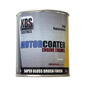 KBS Motor Coater High Temperature Engine Enamel 500ml Tin Gloss Black