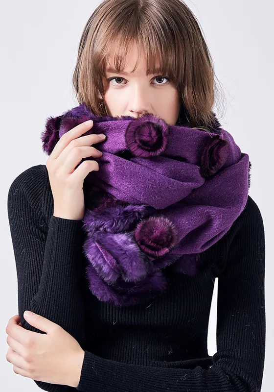 Luxury Real Fur Wool Scarf