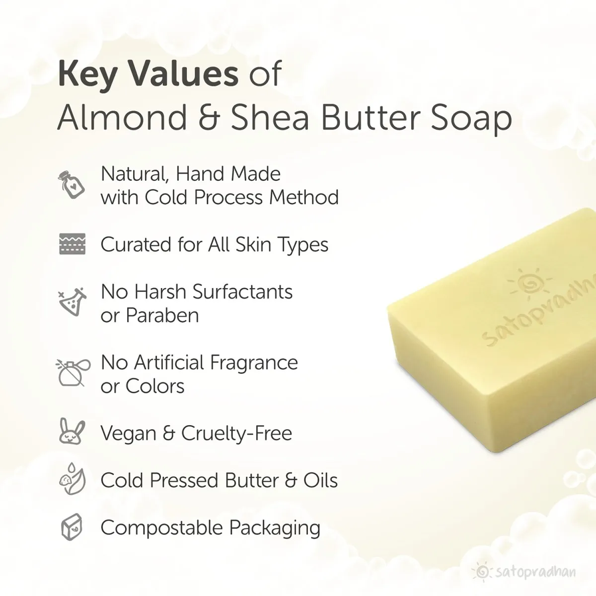 Natural Cold-Processed Almond & Shea Soap- 100g