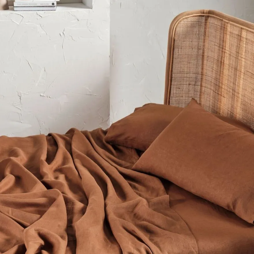 Nimes Pure Linen Cinnamon SHEET SET by LINEN HOUSE