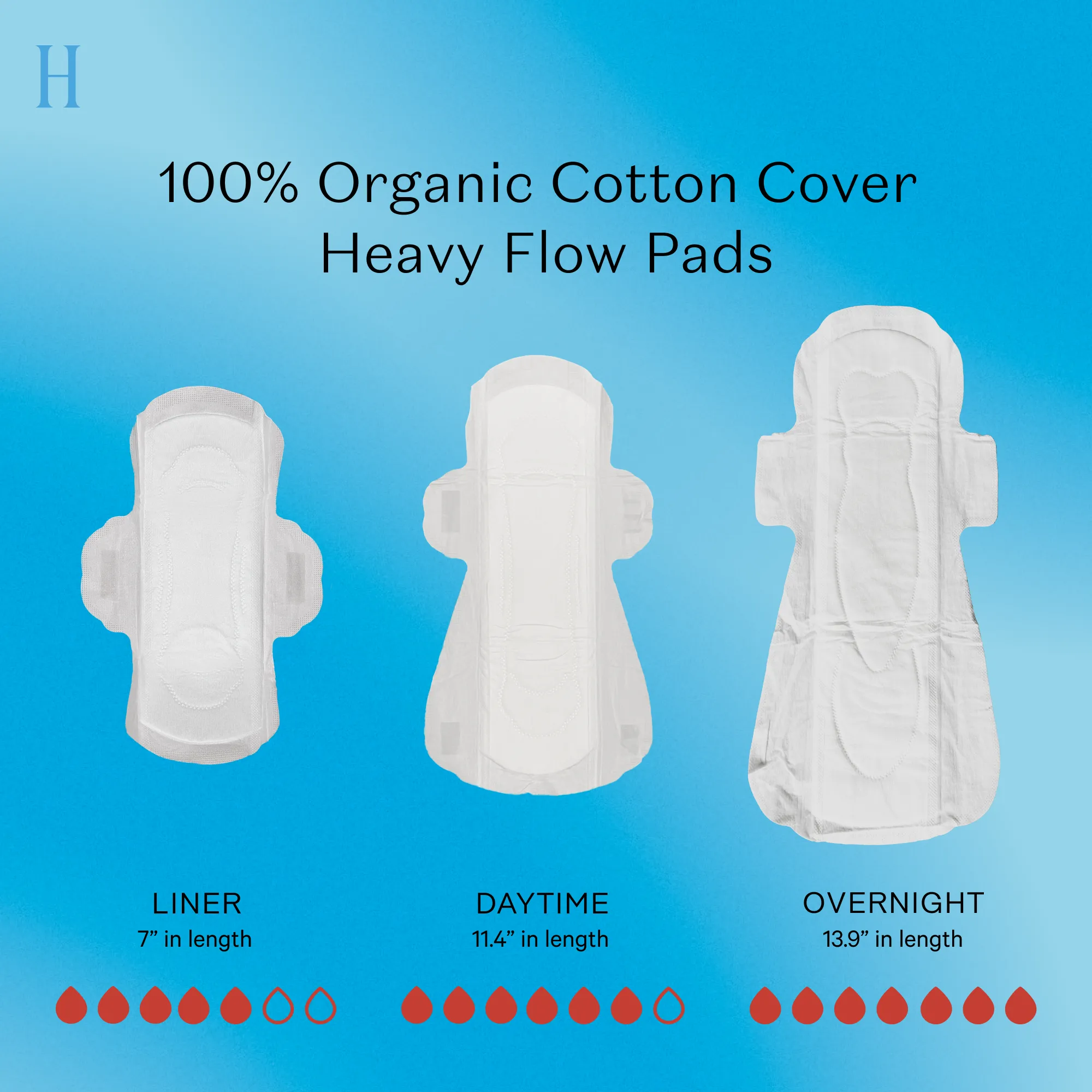 Organic Cotton Cover Heavy Flow Liners with Wings