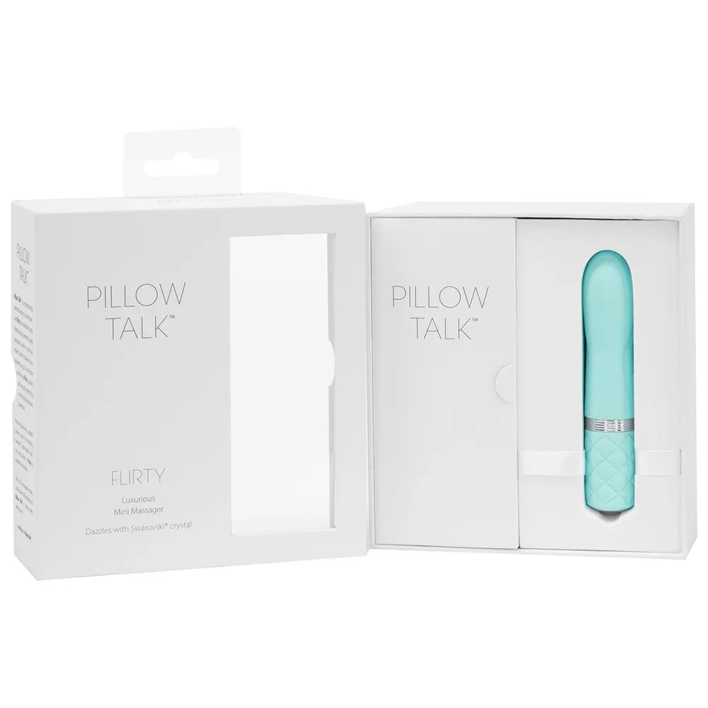 Pillow Talk FLIRTY Powerful Rechargeable Mini Bullet Vibrator with Swarovski Crystal Teal Tiffany Blue