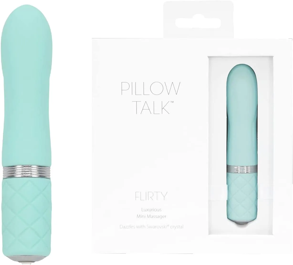 Pillow Talk FLIRTY Powerful Rechargeable Mini Bullet Vibrator with Swarovski Crystal Teal Tiffany Blue