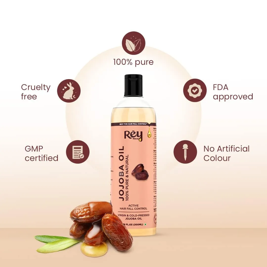 Rey Naturals Castor Oil for Skin Care, Hair Growth (Arandi Oil) | Premium Cold Pressed | Pure & Virgin Grade - 200 ML (Castor Jojoba Tea Tree Combo)