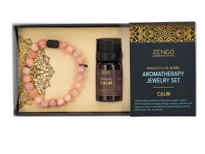 *Rose & Lava Stone Bracelet   Calm Oil Set