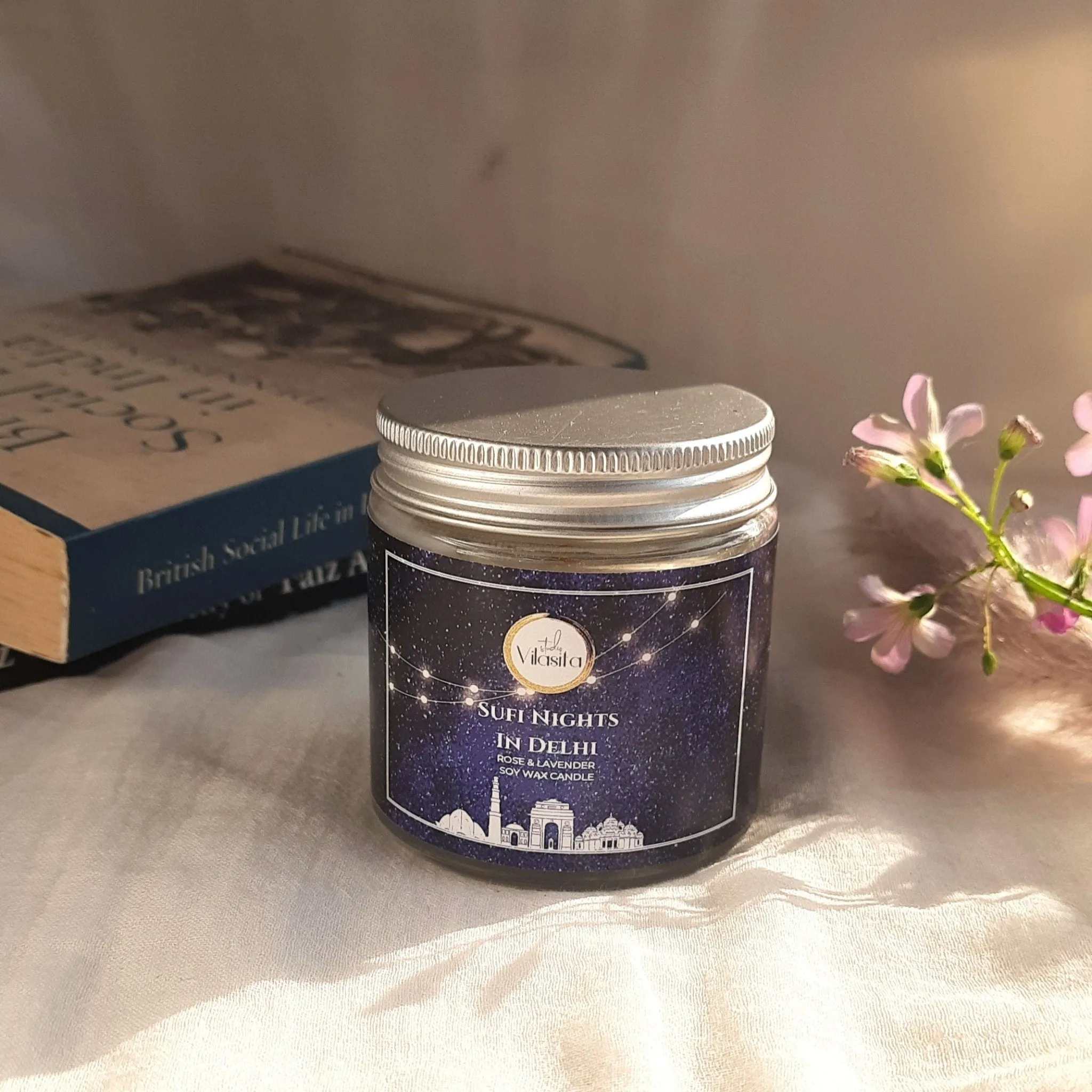 Sufi Nights in Delhi Soy Wax Rose and lavender Candle