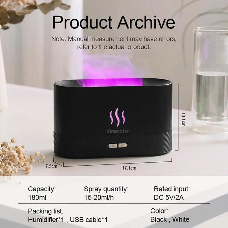 TranquilBreeze LED Flame Aromatherapy Diffuser: Serene Oasis