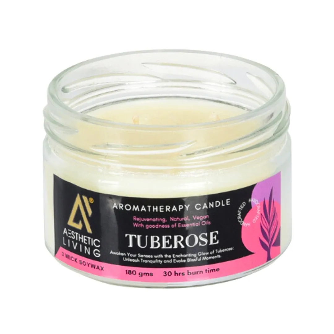 Tuberose 3 wick Soywax Candle I 30 hr burn, 180 gms