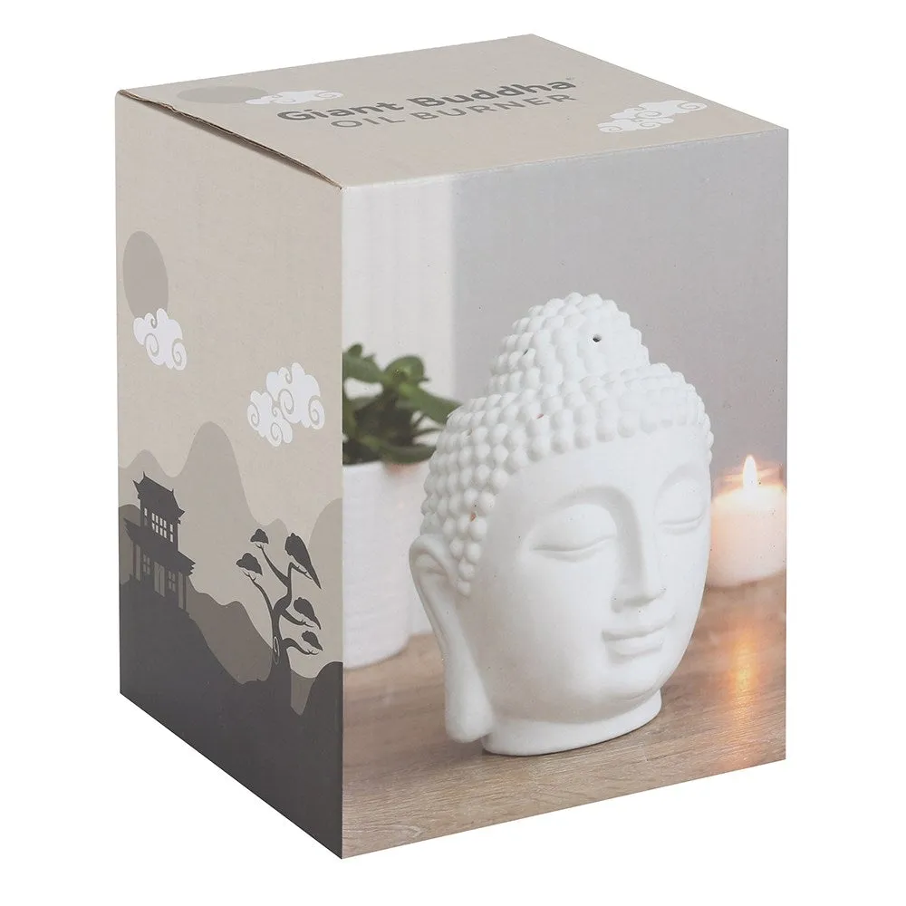 White Ceramic Buddha Head Oil Burner - Two Sizes