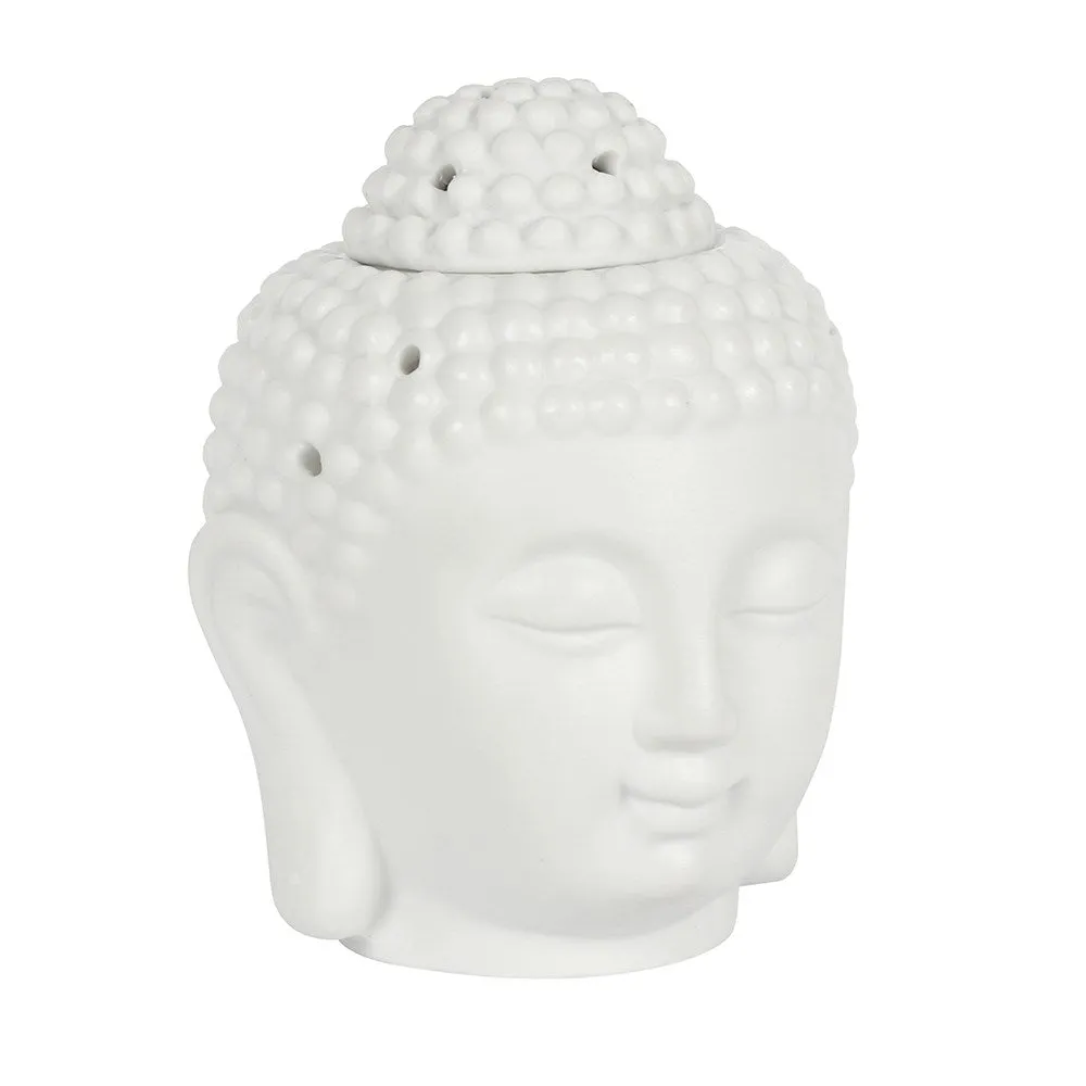 White Ceramic Buddha Head Oil Burner - Two Sizes