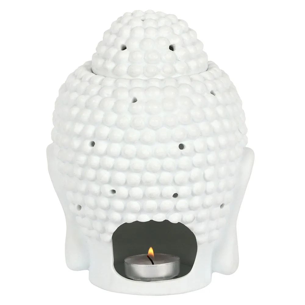 White Ceramic Buddha Head Oil Burner - Two Sizes