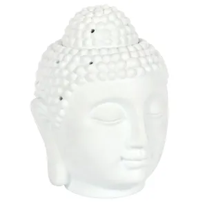 White Ceramic Buddha Head Oil Burner - Two Sizes